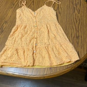 Peach Eyelet Sundress with Buttons